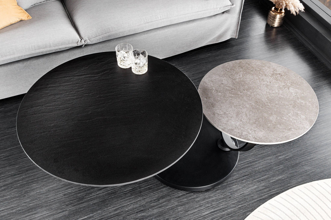 Rotating Coffee Table Axis 80-134cm Ceramic Grey