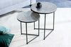 Set Of 2 Round Nesting Coffee Tables Croco 35cm/40cm Metal Silver