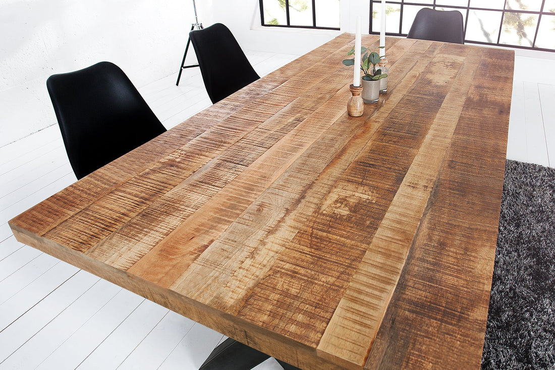 Dining Table Blacksmith 200cm Mango Wood Natural X-Frame