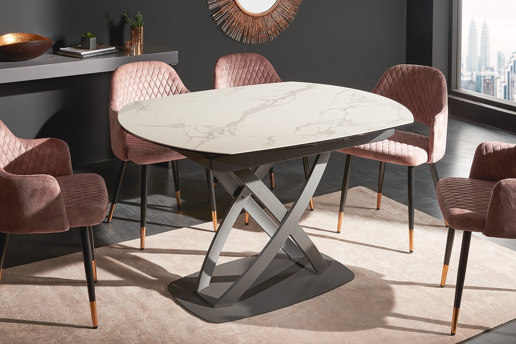 Dining Table Astral 130-190cm Ceramic White