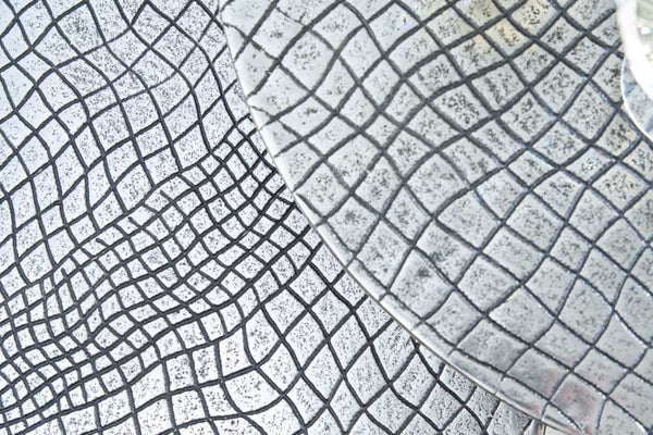 Set Of 2 Round Nesting Coffee Tables Croco 35cm/40cm Metal Silver