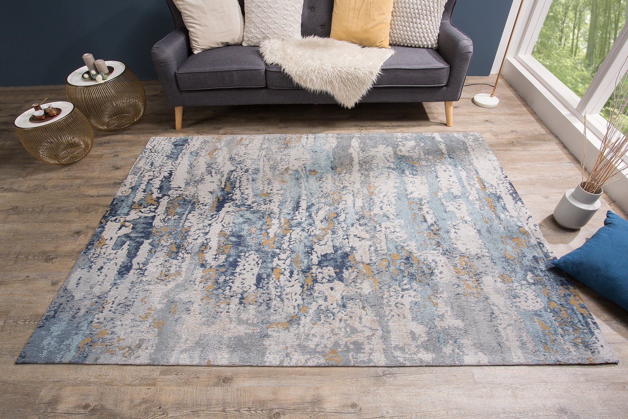 Rug Abstract 240x160cm Cotton Blue