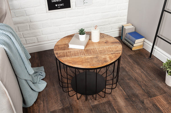 Round Side Table Fortress Loft 40cm Mango Wood Natural