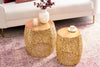 Set Of 2 Round Nesting Coffee Tables Ambrosia 35cm/45cm Metal Gold