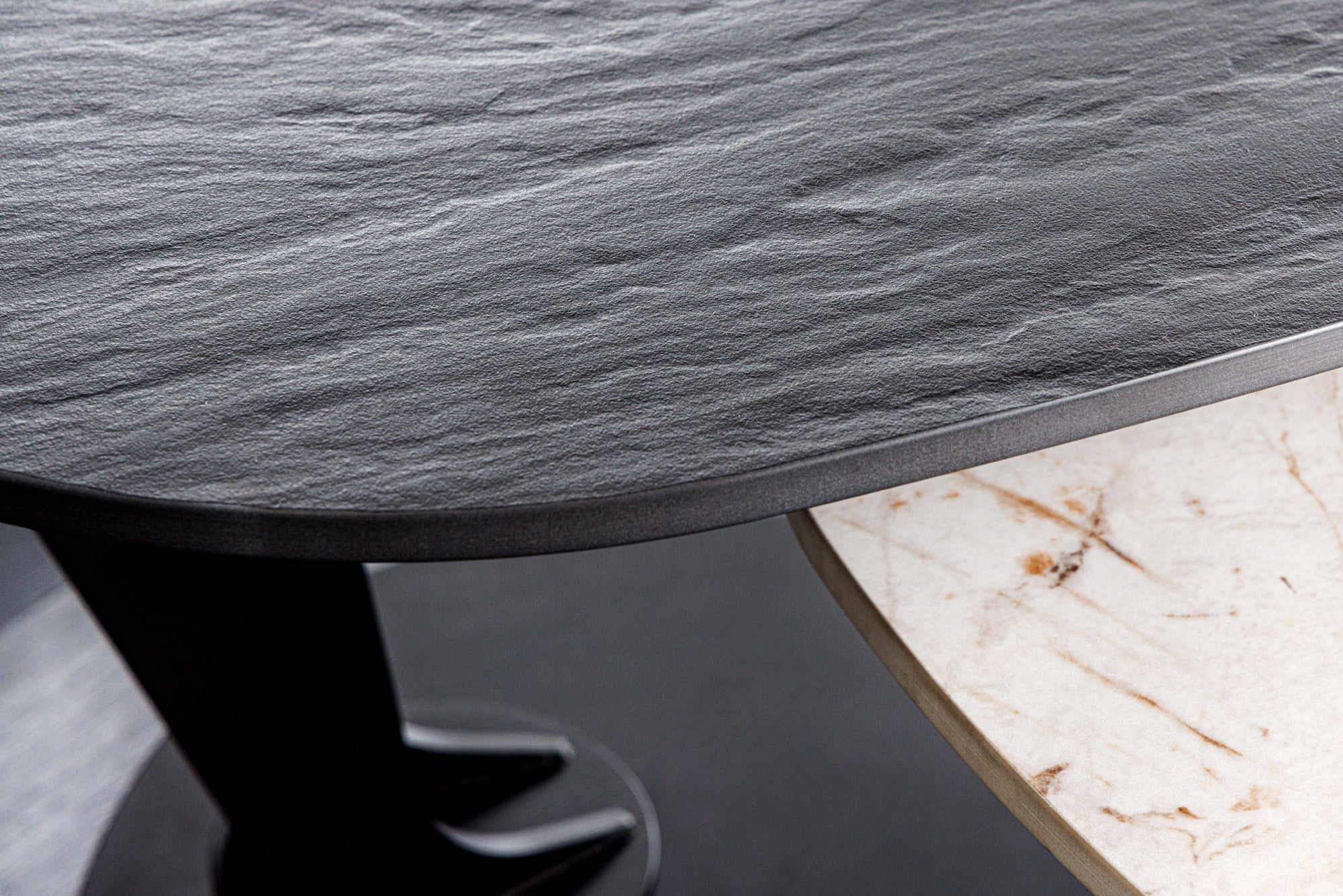 Rotating Coffee Table Axis 95-160cm Ceramic Natural Stone Look