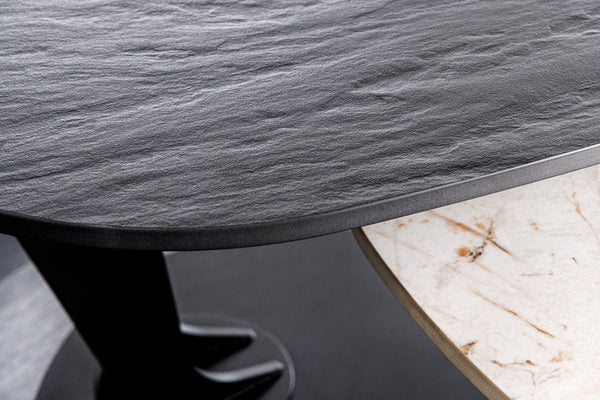 Rotating Coffee Table Axis 95-160cm Ceramic Natural Stone Look