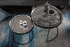 Set Of 2 Round Side Tables Elements Orient 39cm/45cm Metal Silver