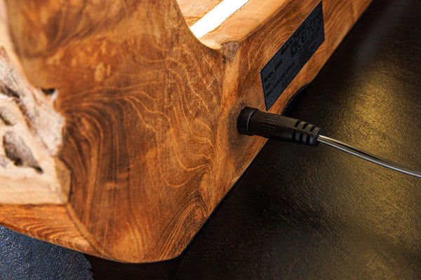 Table Lamp Organic Artwork 48cm Teak Wood Natural