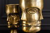Set Of 2 Vases Face 38cm Metal Antique Brass Look