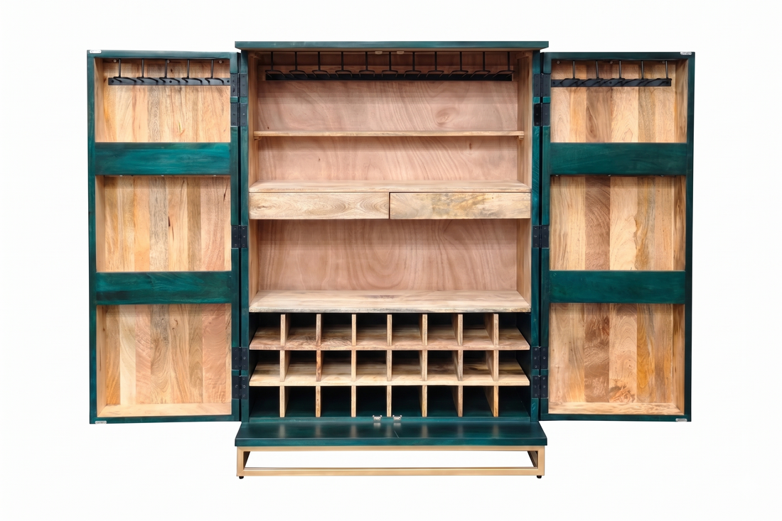 Bar Cabinet Golden Eye 140cm Mango Wood Turquoise