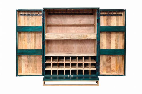 Bar Cabinet Golden Eye 140cm Mango Wood Turquoise