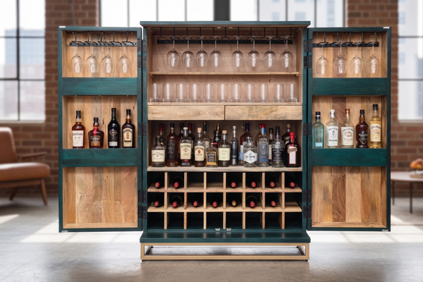 Bar Cabinet Golden Eye 140cm Mango Wood Turquoise