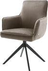 Dining Chair Heira Microfiber Taupe Vintage Cross Base 360° Swivel Black Pocket Springs