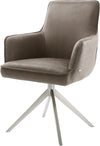 Dining Chair Heira Microfiber Taupe Vintage Cross Base 360° Swivel With Rocking Function Silver Pocket Springs