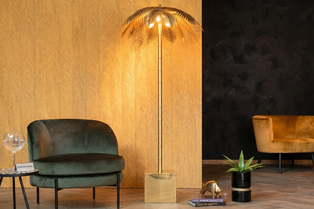 Floor Lamp Coconut Leaves 133cm Metal Gold