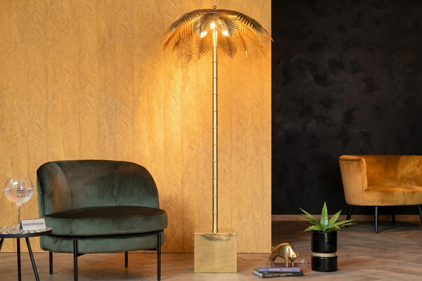 Floor Lamp Coconut Leaves 133cm Metal Gold