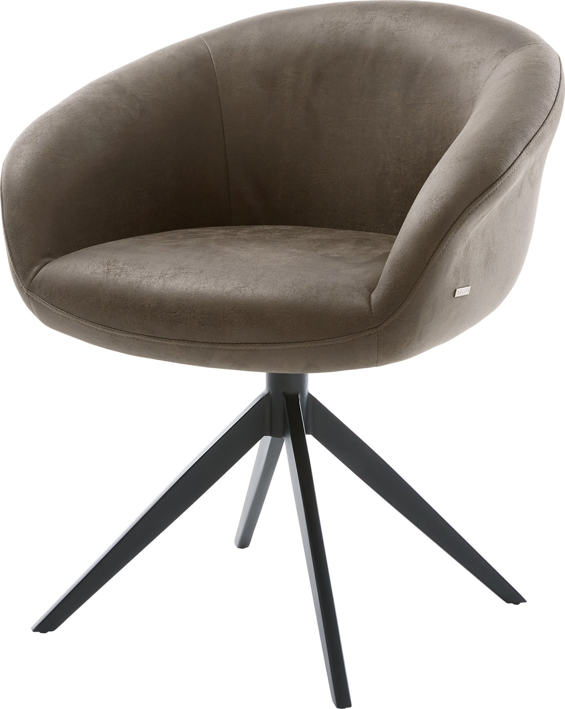 Dining Chair Vinka Microfiber Taupe Vintage Cross Base 360° Swivel Black Pocket Springs