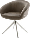 Dining Chair Vinka Microfiber Taupe Vintage Cross Base 360° Swivel With Rocking Function Silver Pocket Springs