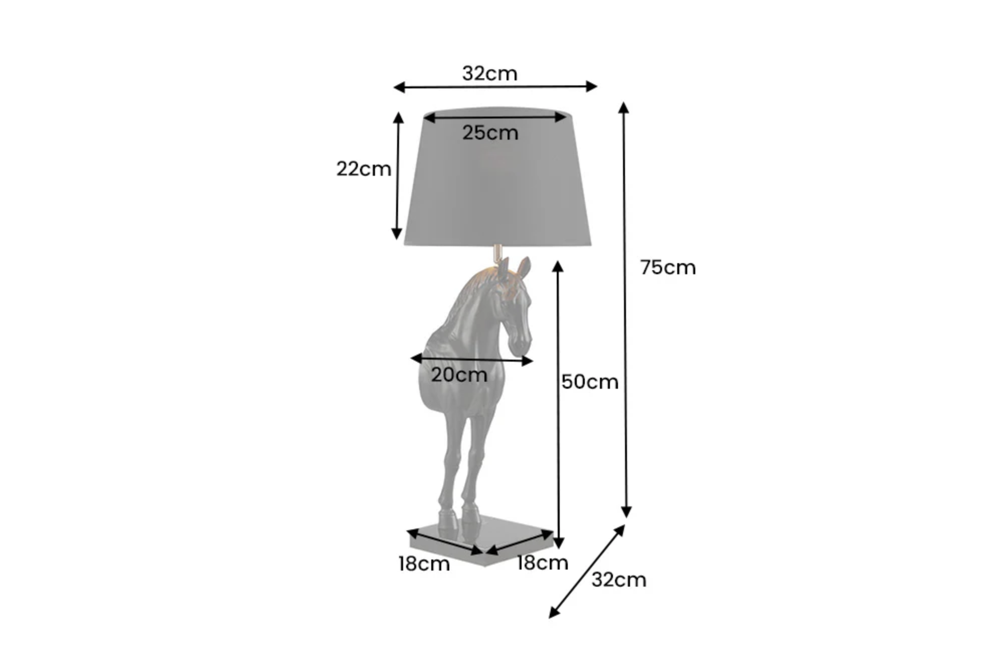 Table Lamp Black Beauty 75cm Black