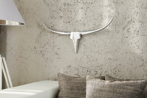 Decorative Bull Horns Texas 75cm Aluminium Chrome