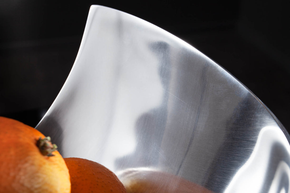 Decorative Bowl Abstract 30cm Polished Metal Silver