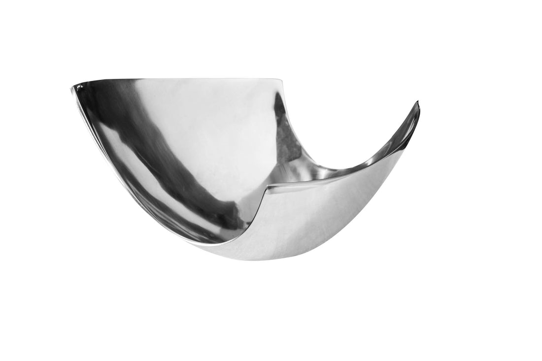 Decorative Bowl Abstract 30cm Polished Metal Silver