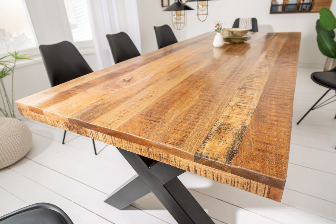 Dining Table Blacksmith 240cm Mango Wood Natural X-Frame
