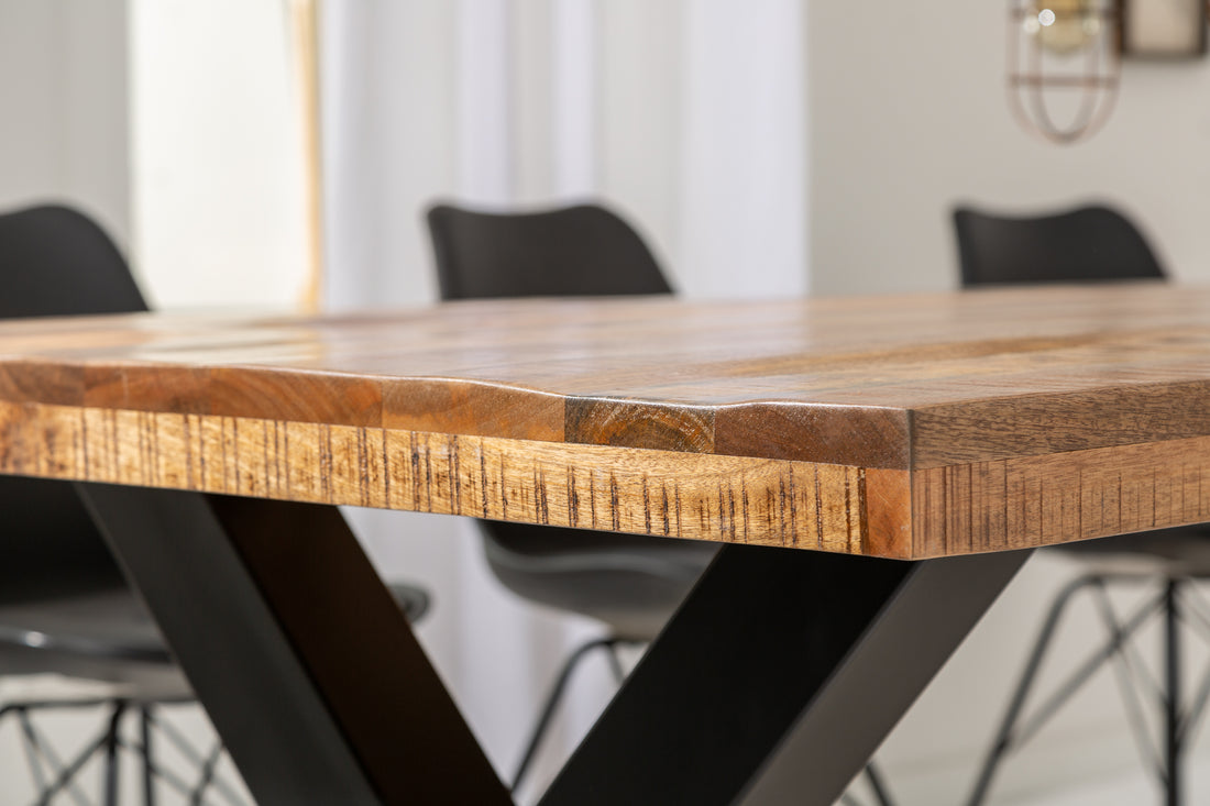 Dining Table Blacksmith 240cm Mango Wood Natural X-Frame