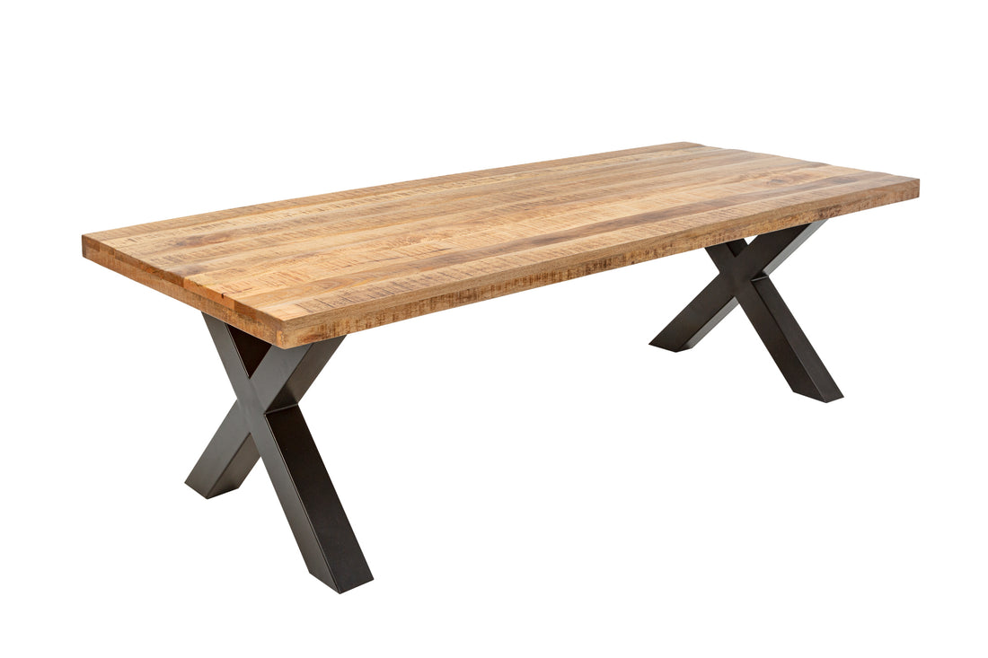 Dining Table Blacksmith 240cm Mango Wood Natural X-Frame