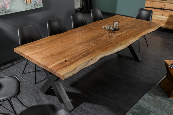 Dining Table Monolith 240cm Acacia Wood Honey X-Frame