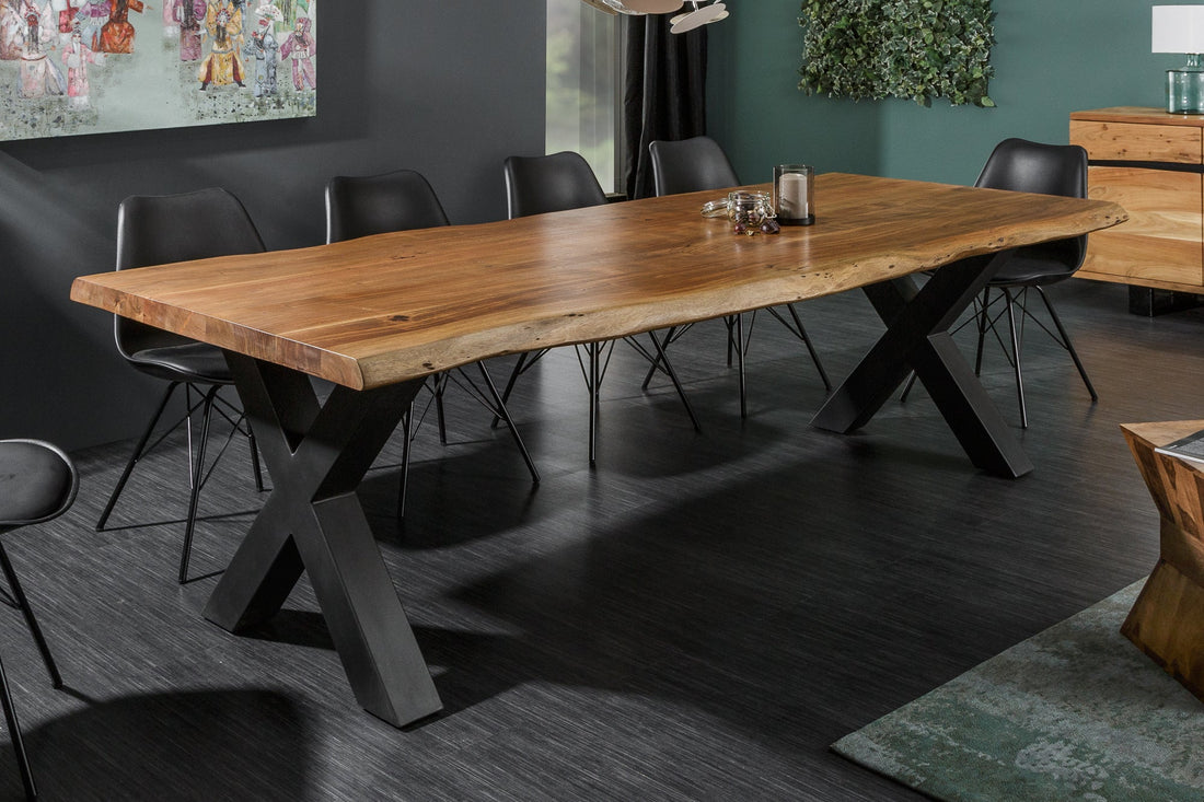 Dining Table Monolith 240cm Acacia Wood Honey X-Frame