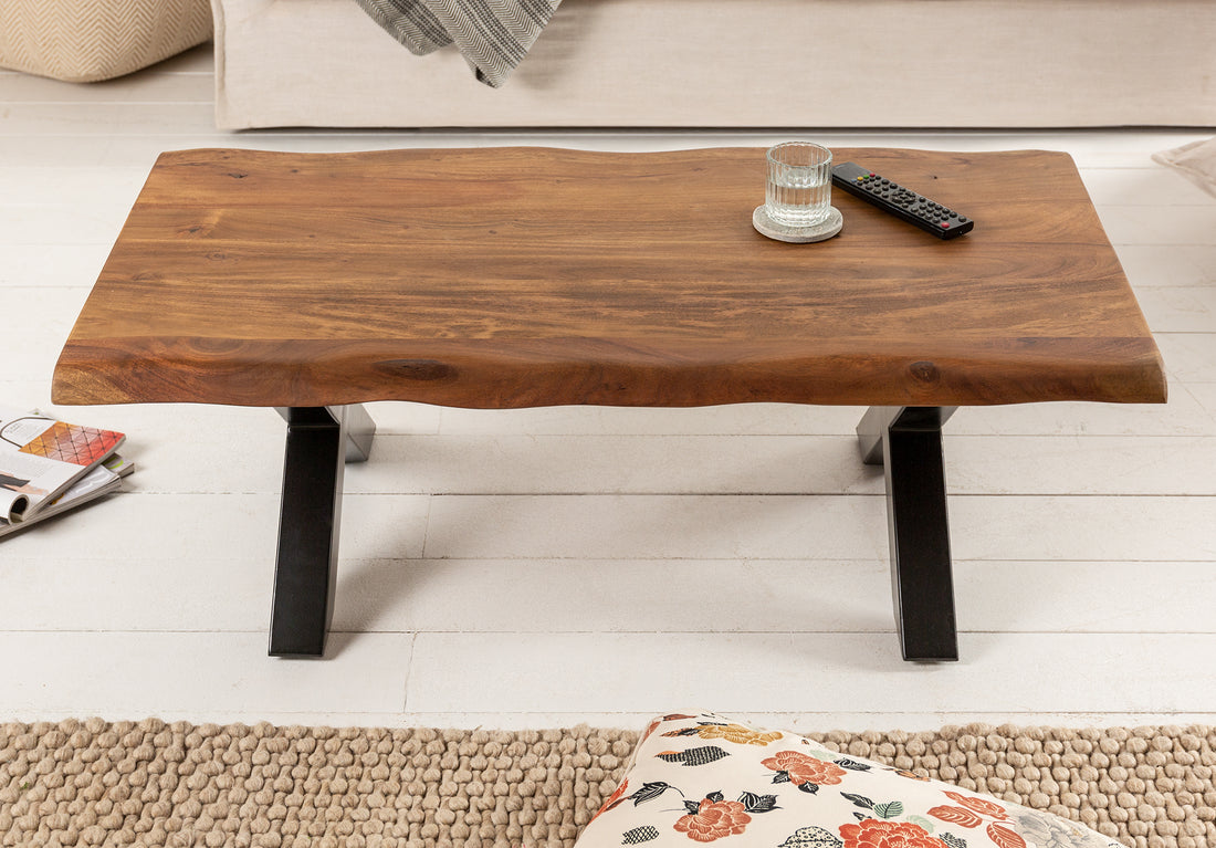 Coffee Table Monolith 110cm Acacia Wood Honey X-Frame