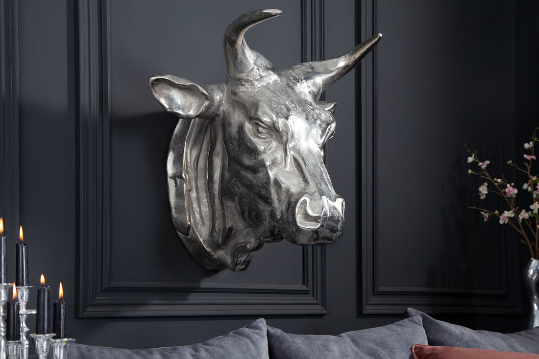 Decorative Bull Head Torero 65cm Silver