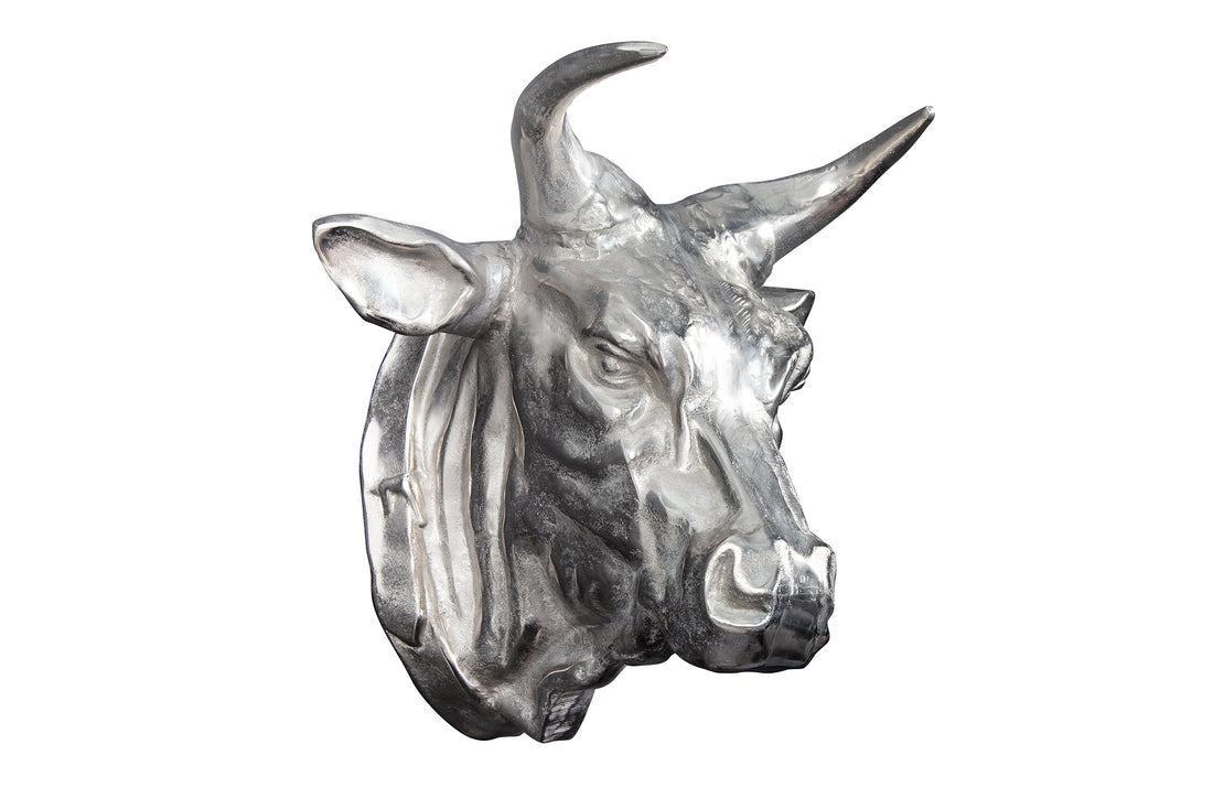 Decorative Bull Head Torero 65cm Metal Silver