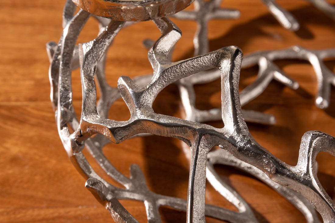 Candle Holder Abstract 38cm Metal Silver