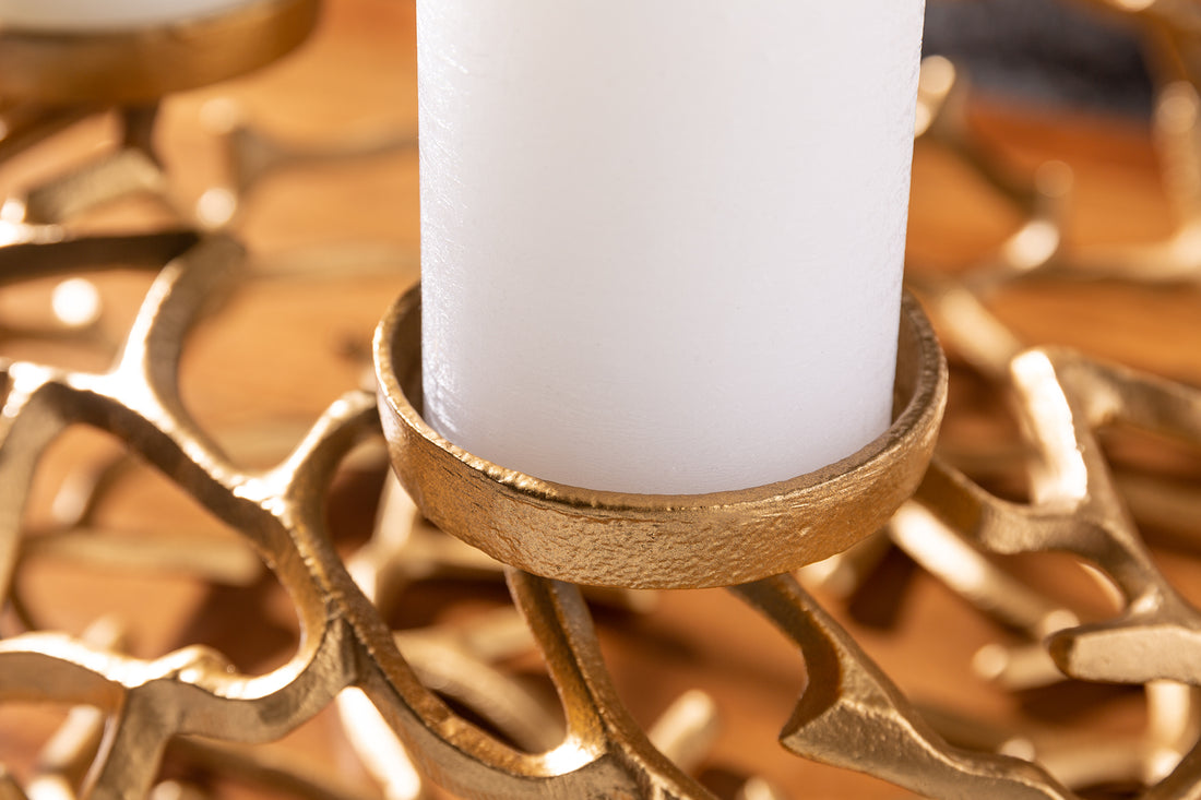 Candle Holder Abstract 38cm Metal Gold