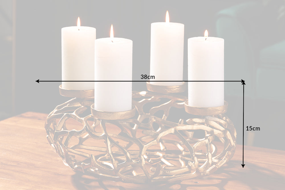 Candle Holder Abstract 38cm Metal Gold