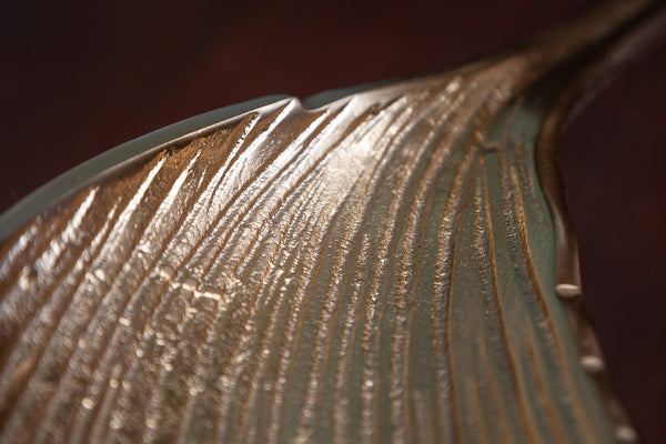 Decorative Bowl Abstract Leaf 64cm Metal Gold