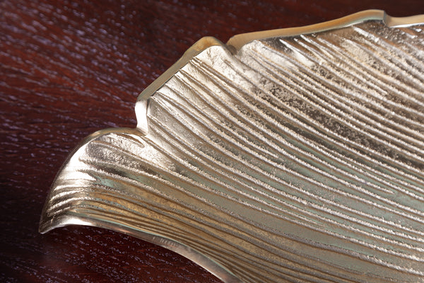 Decorative Bowl Abstract Leaf 64cm Metal Gold