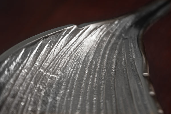 Decorative Bowl Abstract Leaf 64cm Metal Silver