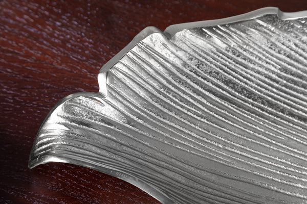 Decorative Bowl Abstract Leaf 64cm Metal Silver