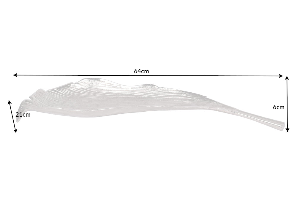 Decorative Bowl Abstract Leaf 64cm Metal Silver