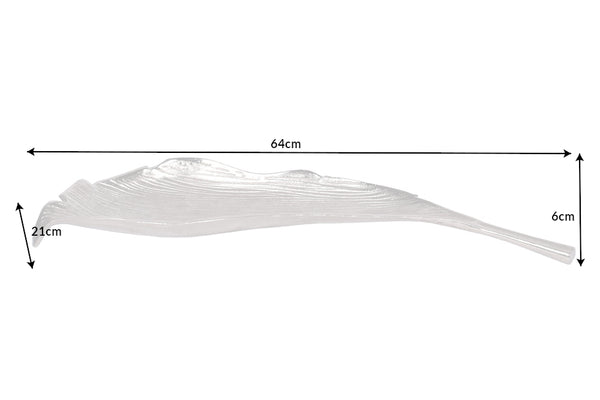 Decorative Bowl Abstract Leaf 64cm Metal Silver