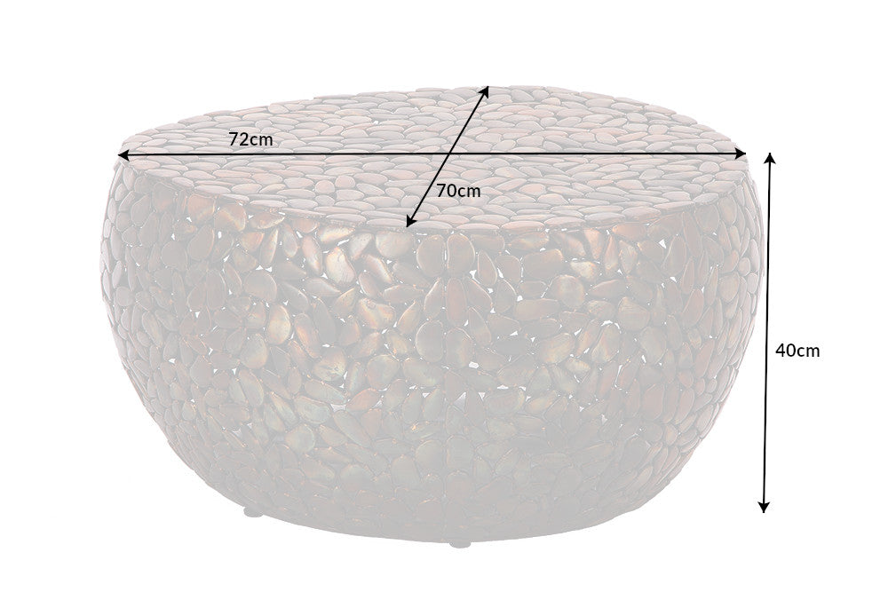 Coffee Table Stone Mosaic 72cm Copper