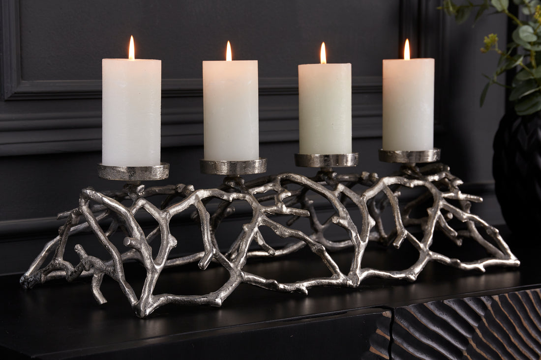 Candle Holder Abstract 60cm Silver