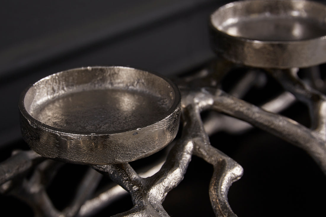 Candle Holder Abstract 60cm Metal Silver For 4 Candles