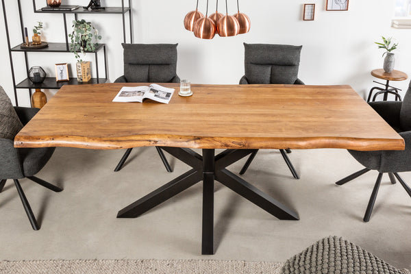 Dining Table Monolith Nature 220cm Acacia Wood Honey X-Frame