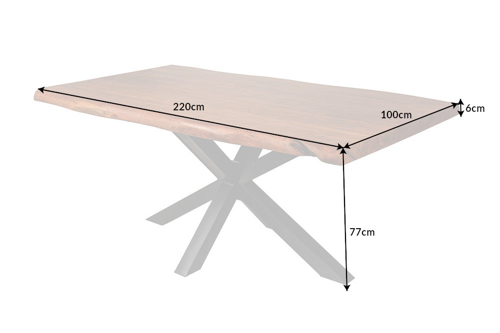 Dining Table Monolith Nature 220cm Acacia Wood Honey Cross-Frame