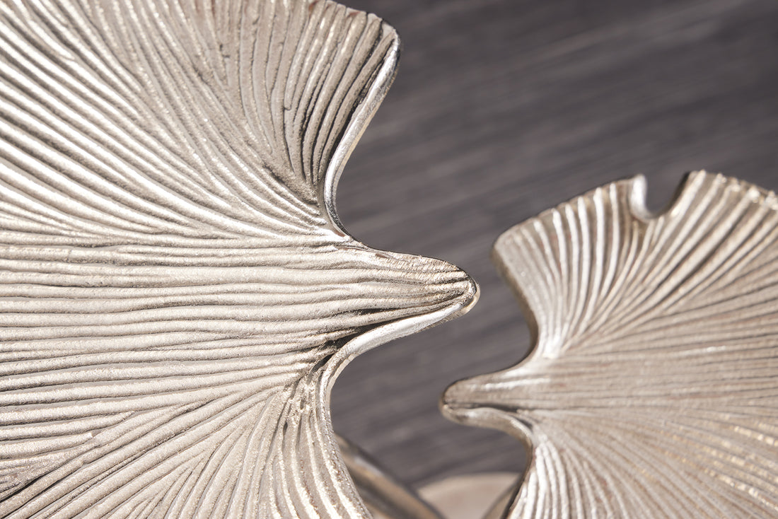 Side Table Ginkgo Double 56cm Metal Silver