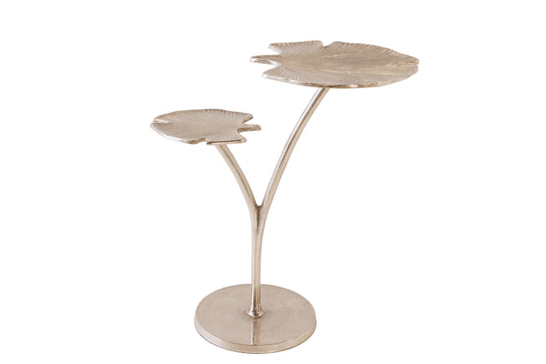 Side Table Ginkgo Double 56cm Metal Silver